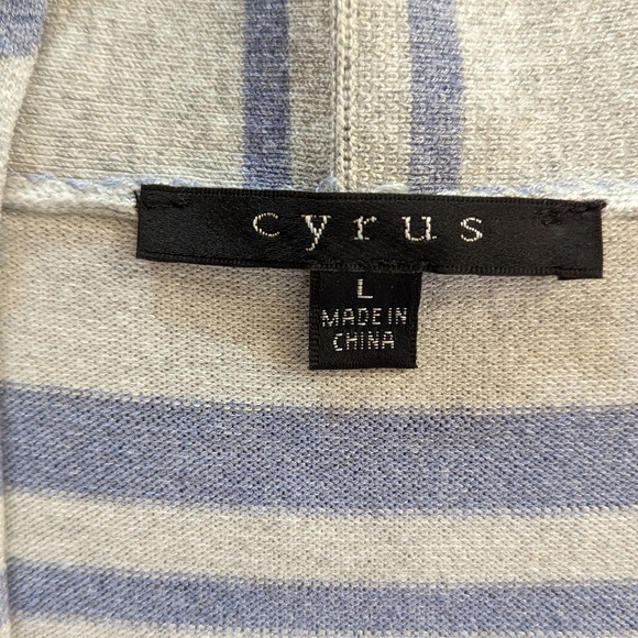 Gray and periwinkle stripe cardigan. - Picture 3 of 3